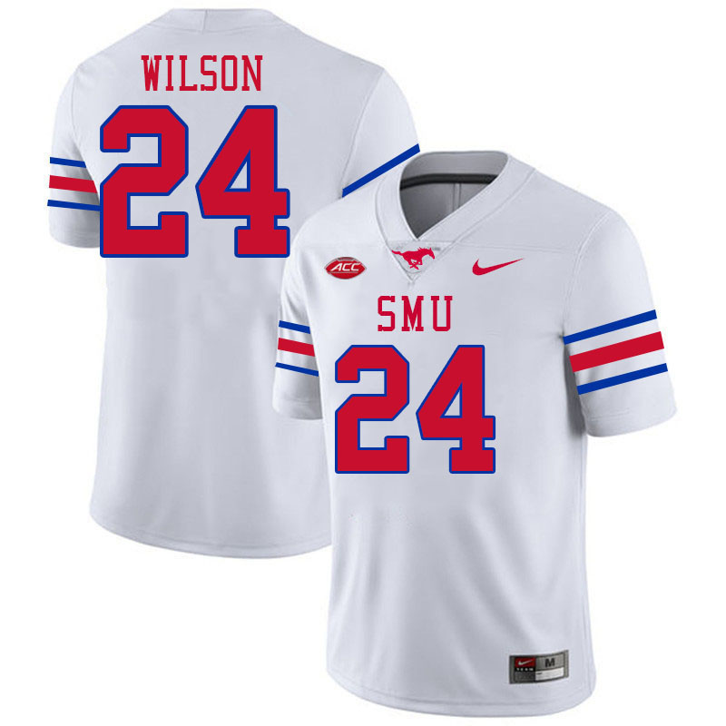 SMU Mustangs #24 Kobe Wilson College Football Jerseys Stitched Sale-White